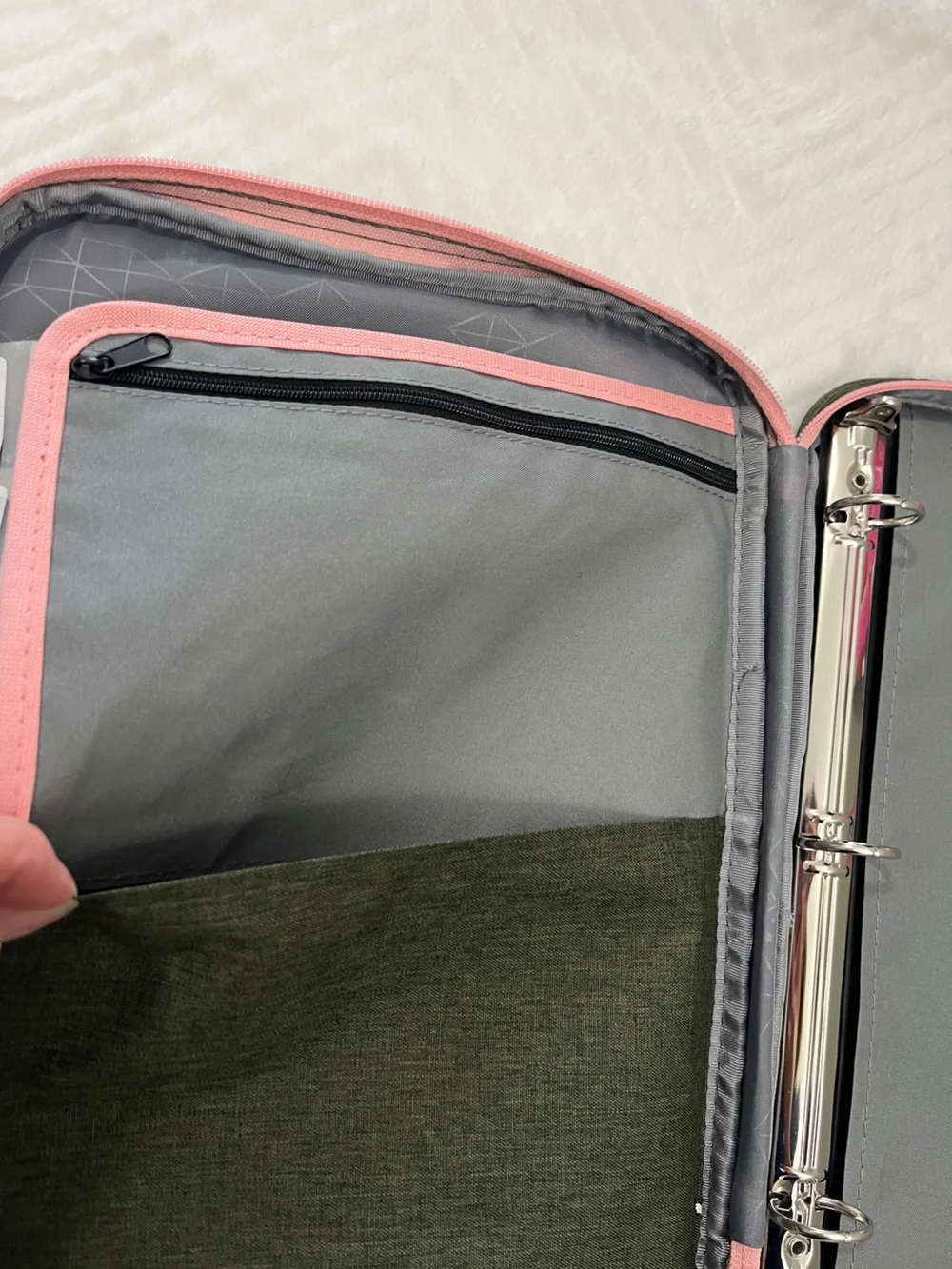 Five Star Olive Green Zipper‎ 3 Ring Binder Floral Binder